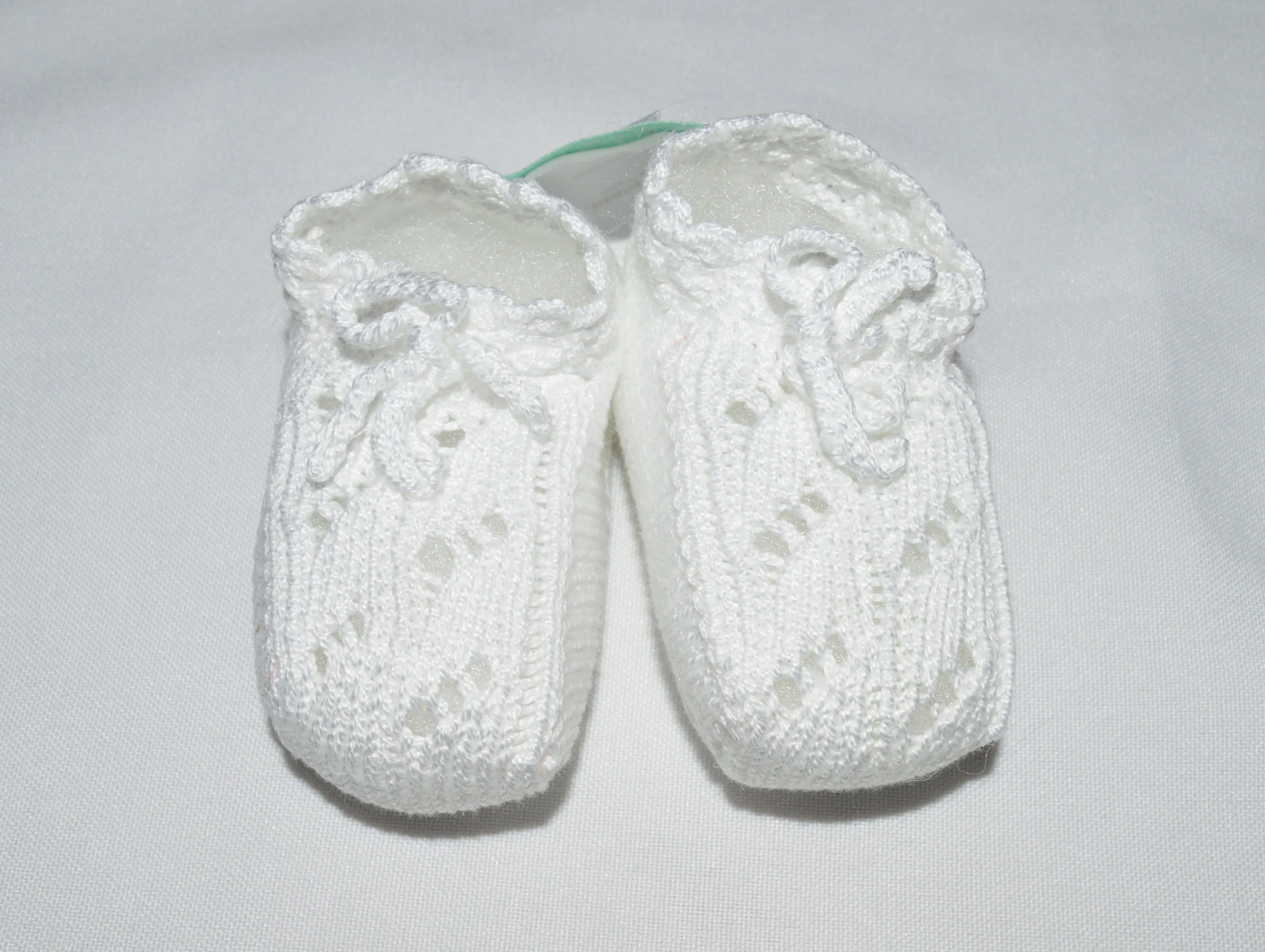 White Mercerized Cotton Baby Booties