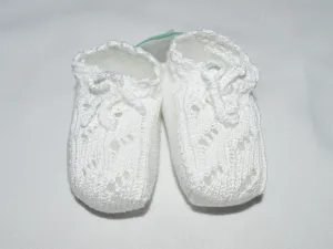 White Mercerized Cotton Baby Booties