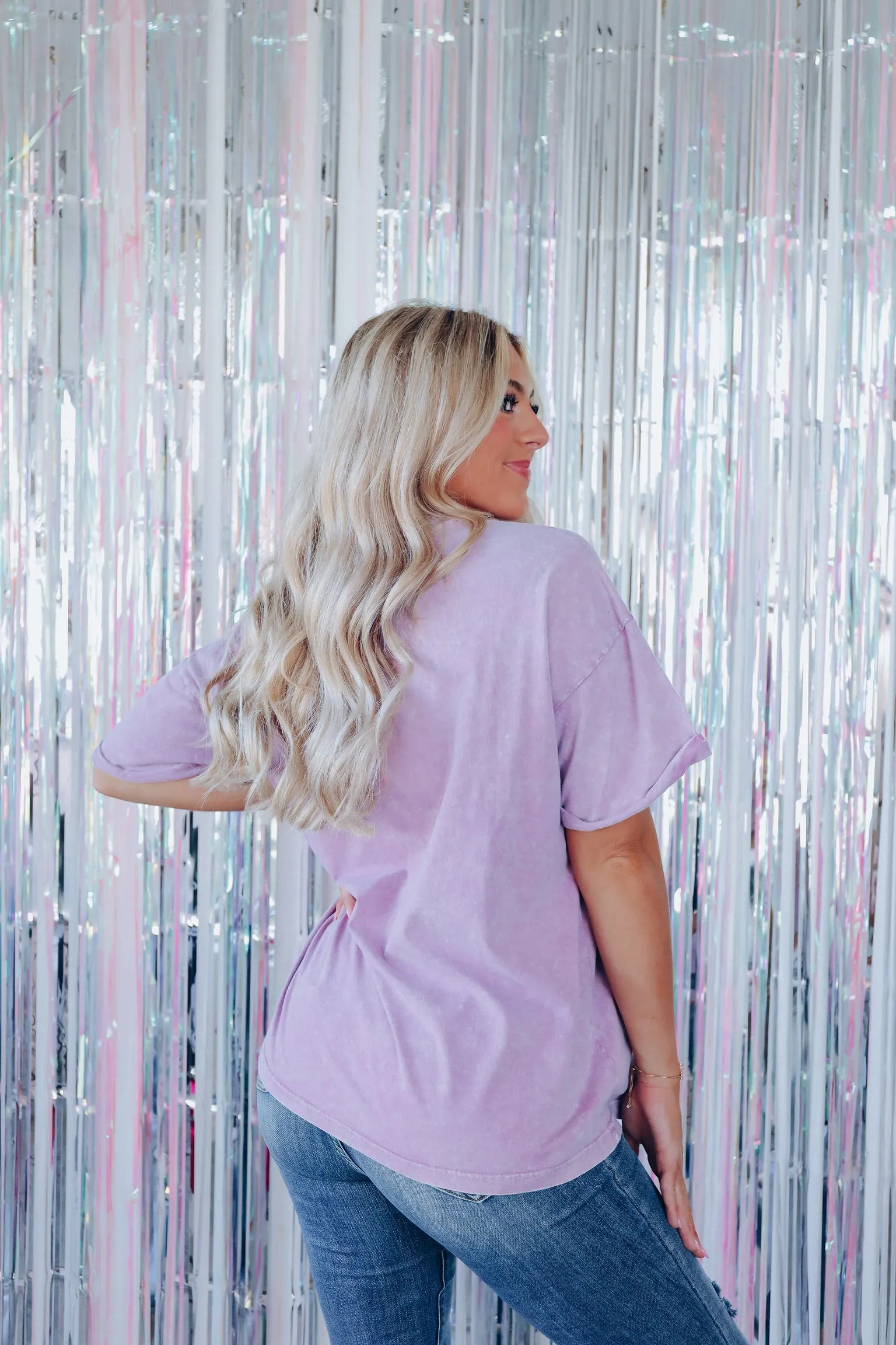 Wild West Vintage Acid Wash Graphic Tee - Lavender