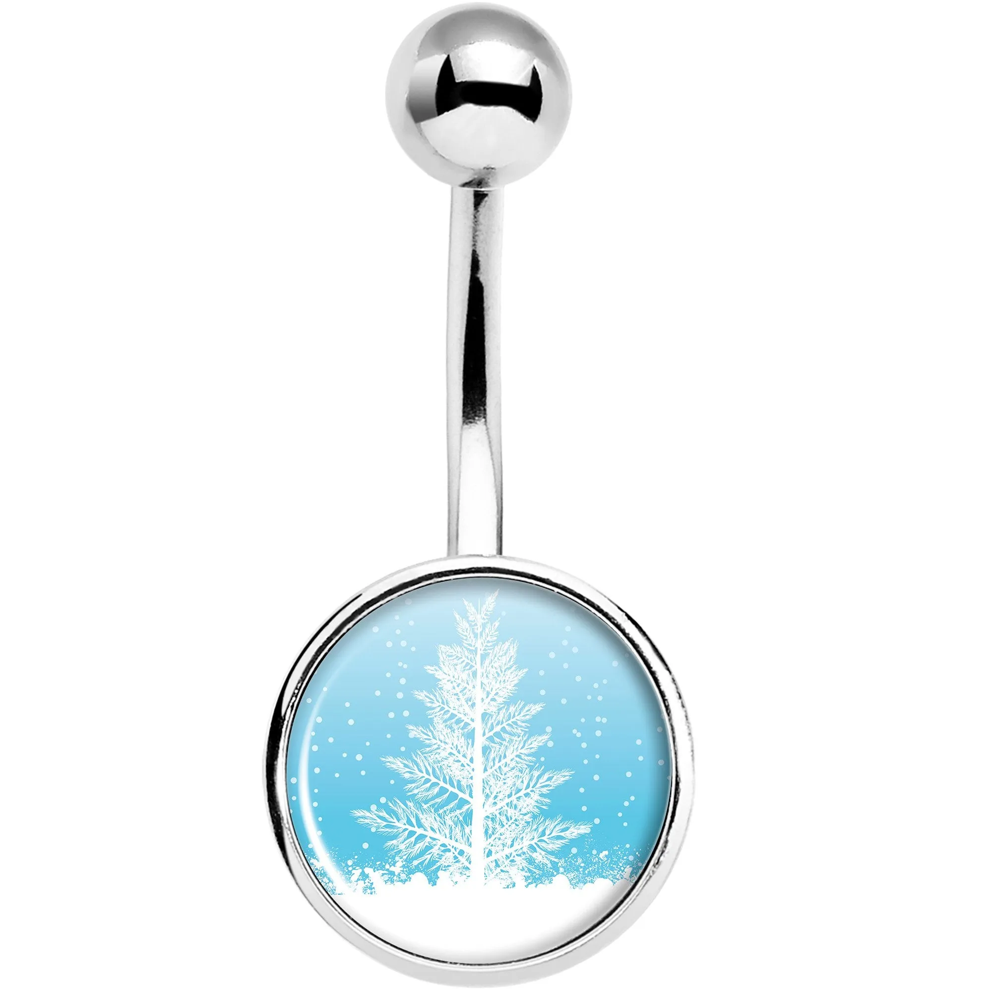 Winter Snow Covered Tree Belly Ring