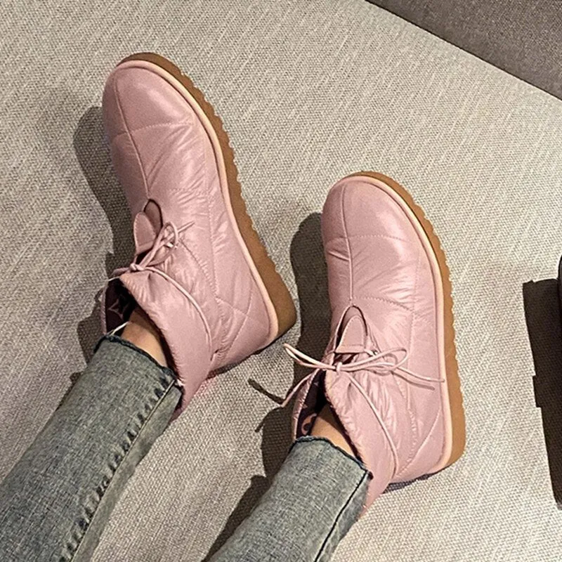 Women Snow Ankle Boots Lace Up Warm