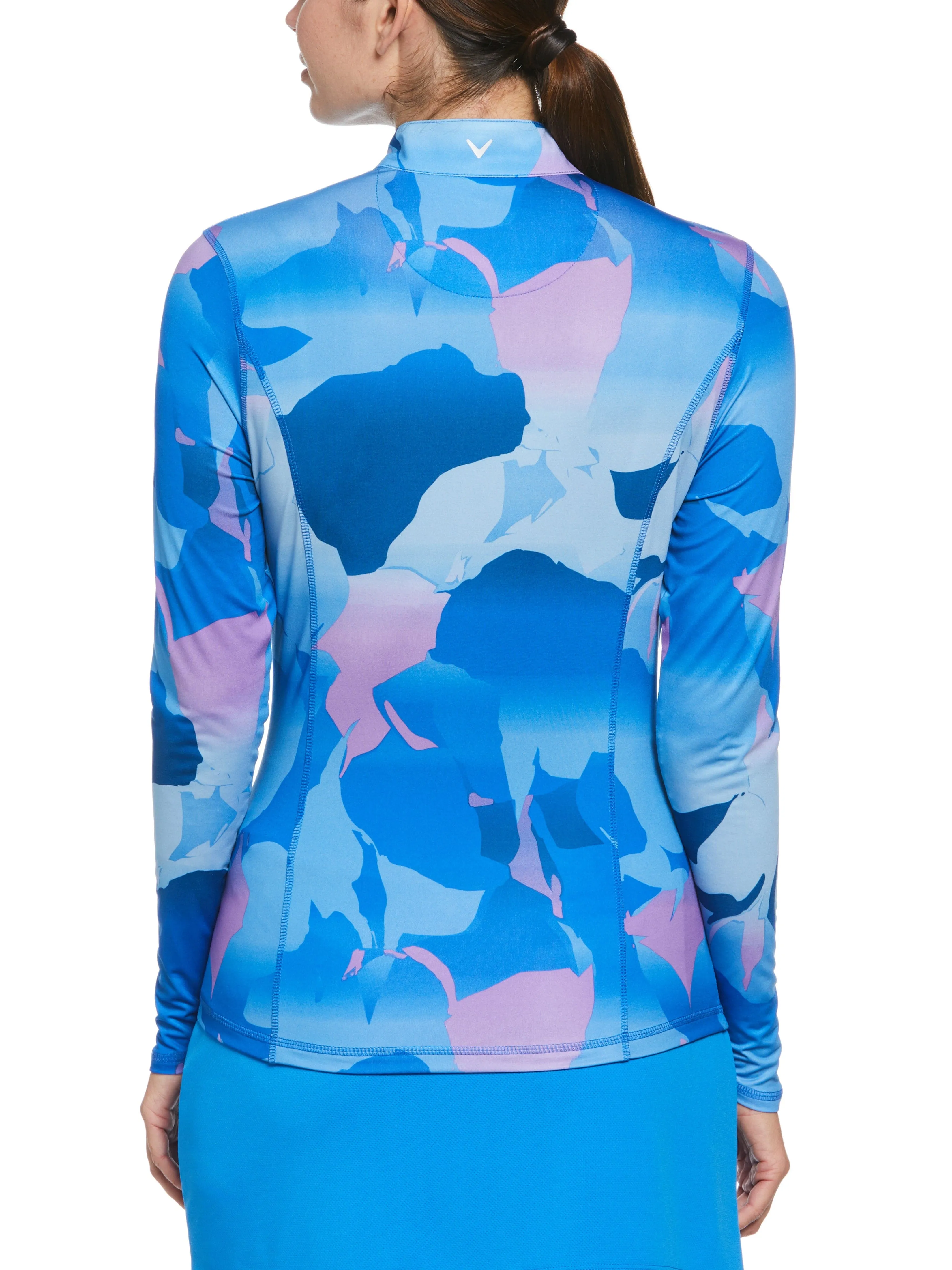 Womens Abstract Gradient Print Sun Protection Golf Shirt