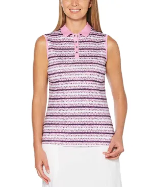 Womens Crystal Stripe Printed Polo
