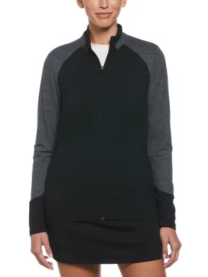 Women's Lightweight Lux Touch Full Zip with Heather Piecings