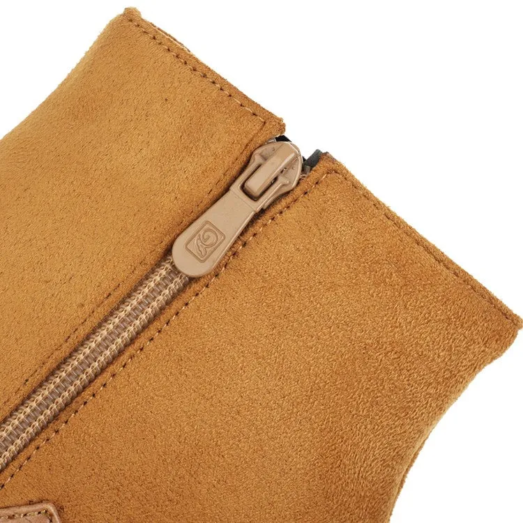 Women's Pu Leather Patchwork Block Heel Short Boots