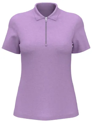 Womens Quarter Zip Short Sleeve Heather Golf Polo Shirt