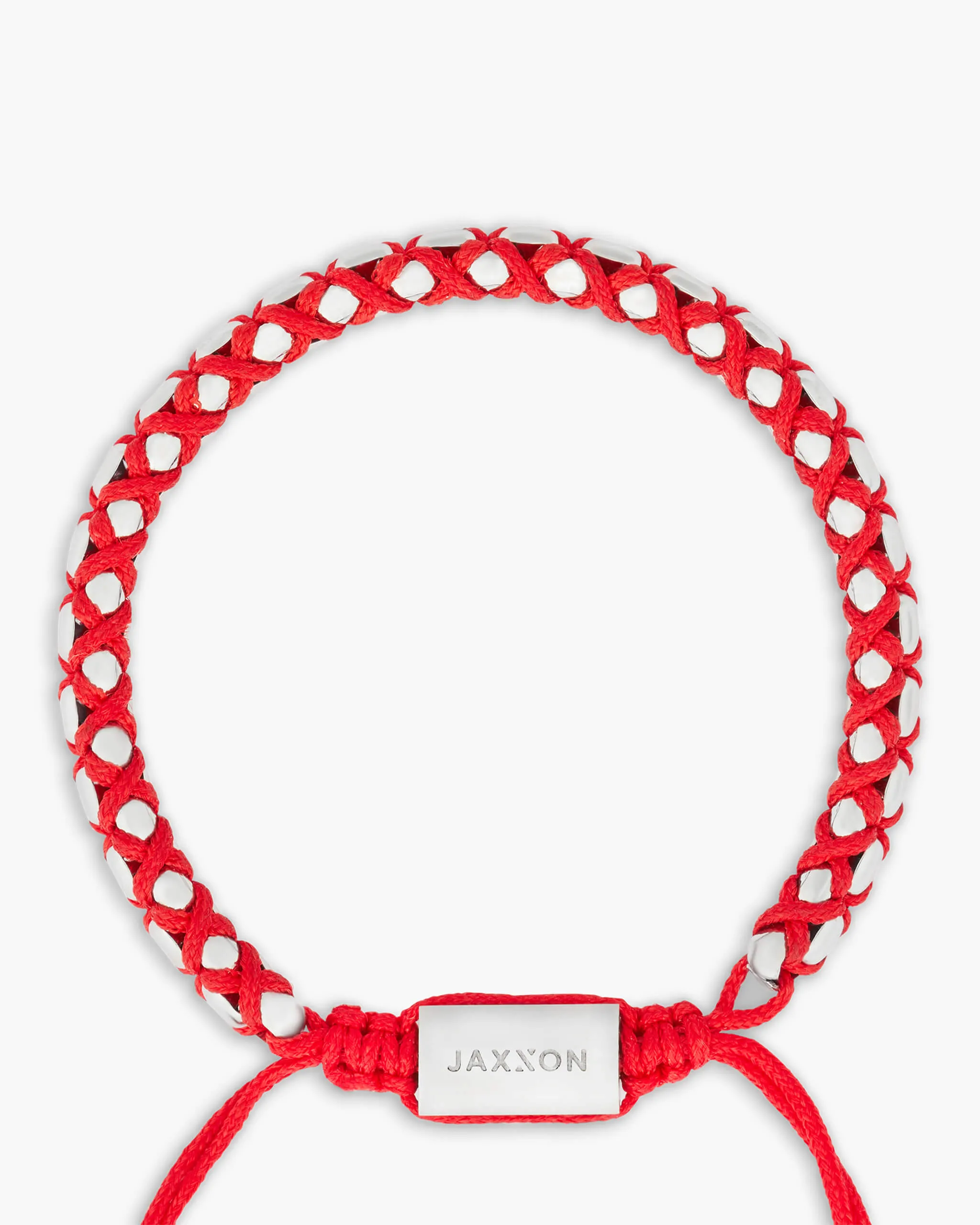 Woven Round Box Bracelet - Silver/Red