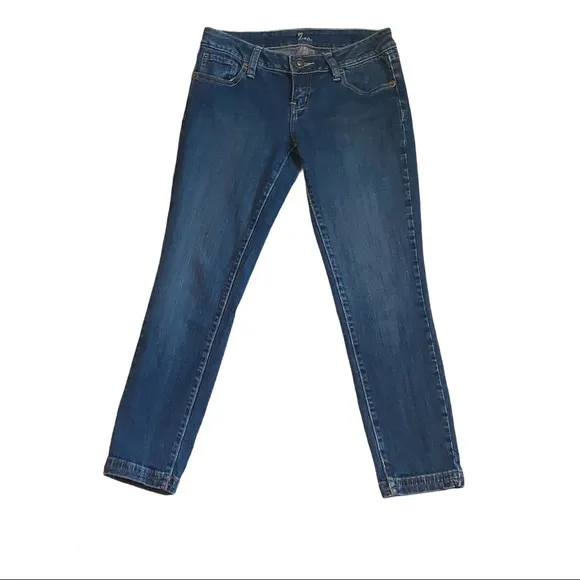 Y2K ZCO Denim Ankle Cropped Capri Skinny Jeans Blue 7 Vintage Casual Boho Chic