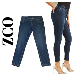 Y2K ZCO Denim Ankle Cropped Capri Skinny Jeans Blue 7 Vintage Casual Boho Chic