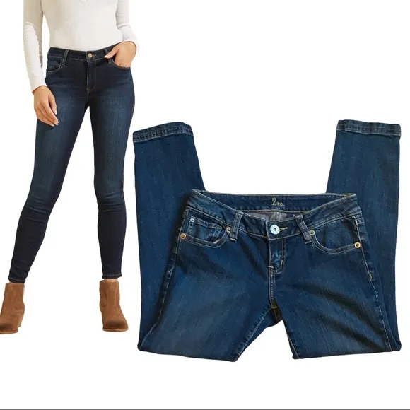 Y2K ZCO Denim Ankle Cropped Capri Skinny Jeans Blue 7 Vintage Casual Boho Chic