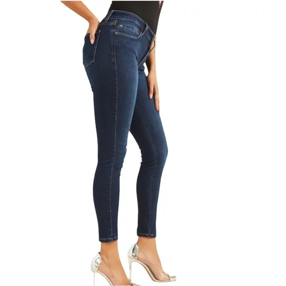 Y2K ZCO Denim Ankle Cropped Capri Skinny Jeans Blue 7 Vintage Casual Boho Chic