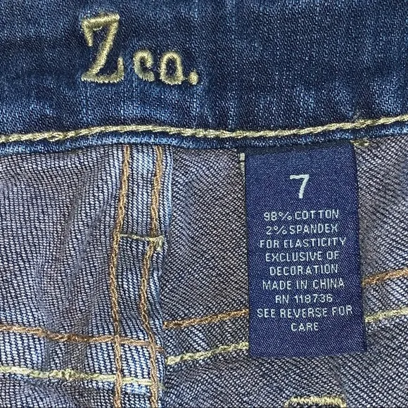 Y2K ZCO Denim Ankle Cropped Capri Skinny Jeans Blue 7 Vintage Casual Boho Chic