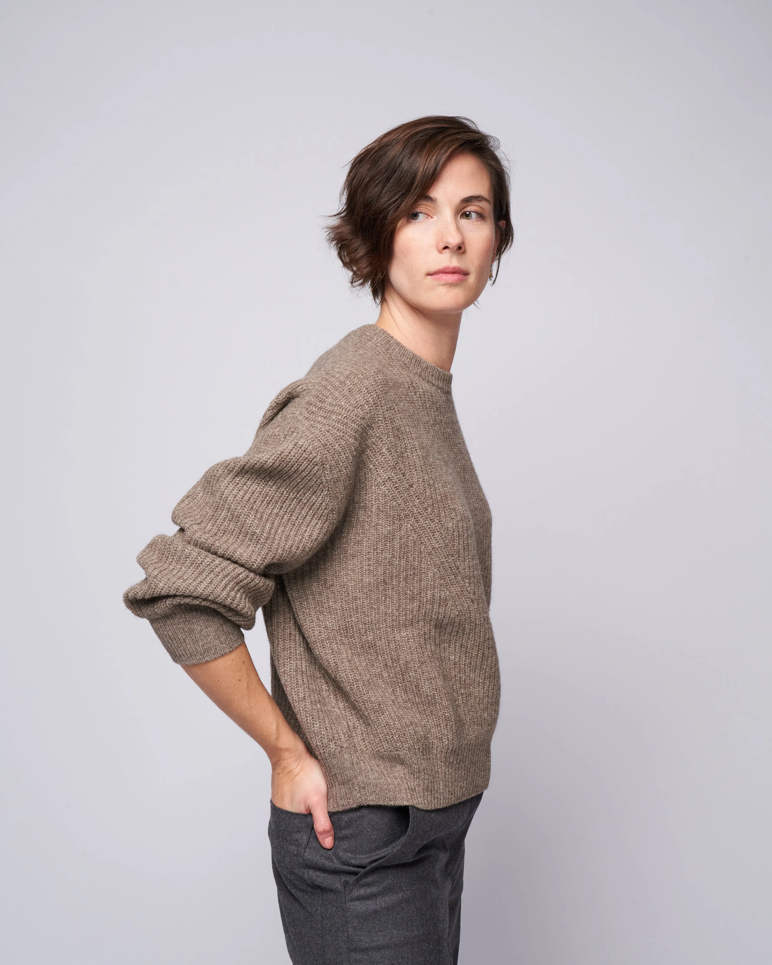 yak poet sleeve sweater - taupe