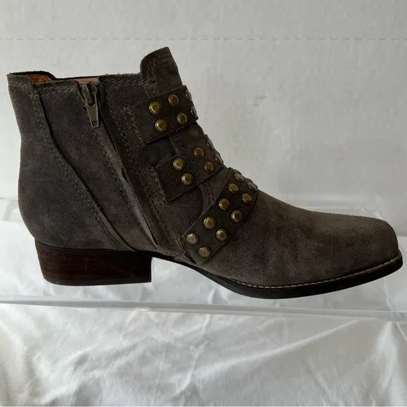 Zodiac Olive Suede Adele Booties, Multi Strap w/ Side Zip, Women’s 9.5