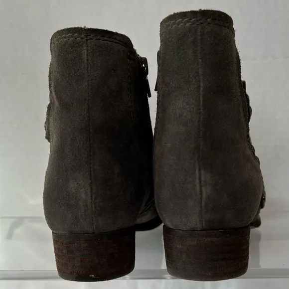 Zodiac Olive Suede Adele Booties, Multi Strap w/ Side Zip, Women’s 9.5